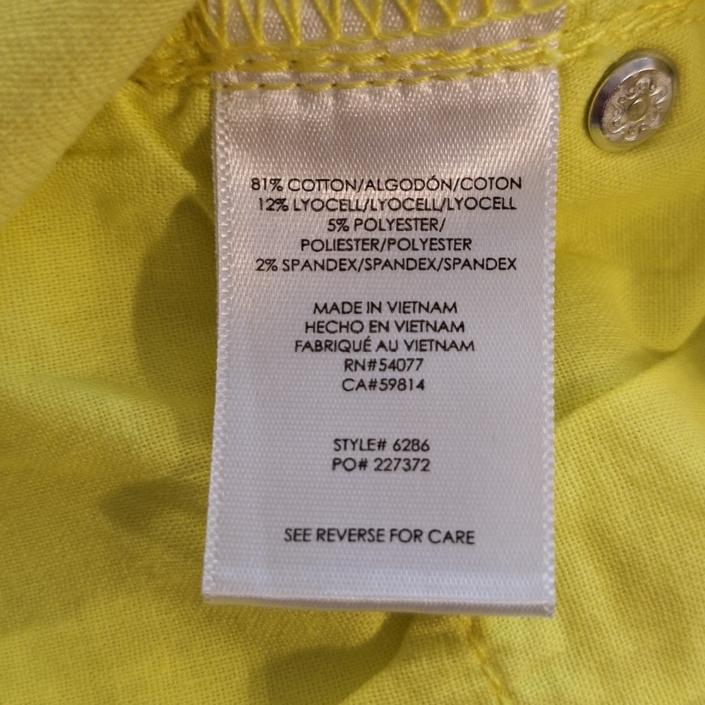 Cabi Kick Back Kick Flare Crop Yellow Jeans Sz 2  NWOT *S - Picture 4 of 7